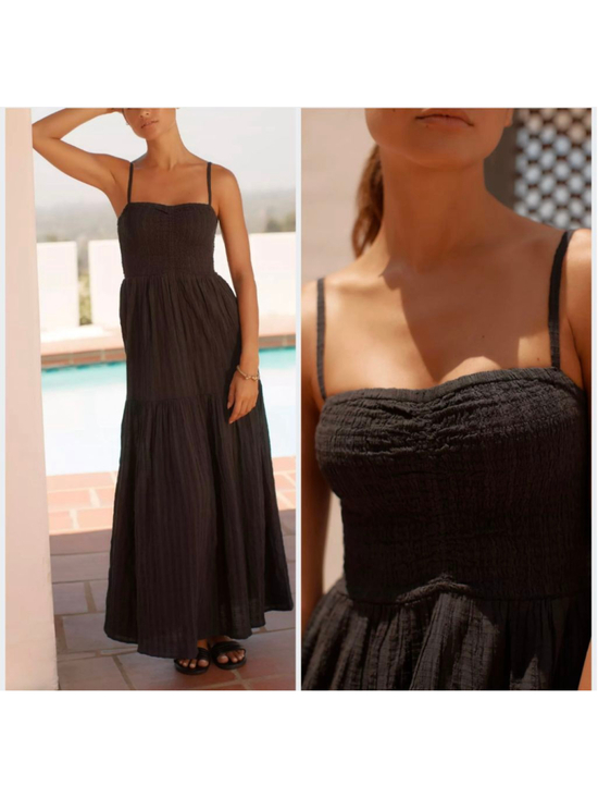 L*SPACE Dresses & Skirts - Anthropologie L*SPACE Mallorca Midi Dress Black Cotton Smocked S Resort Wear